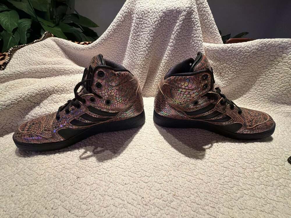 Adidas Jeremy Scott Instinct Hi Rainbow Snakeskin Sneakers - Picture 2 of 4